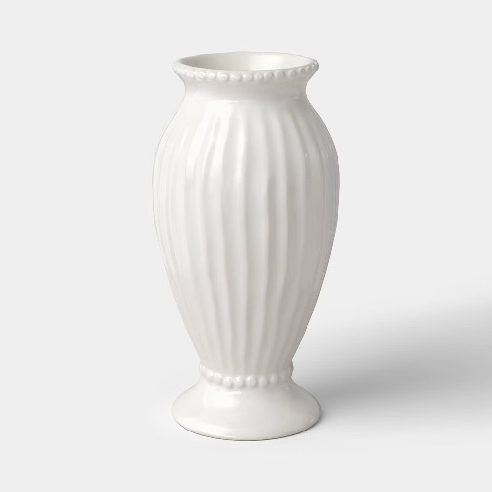 Tall Beaded Ceramic Vase Ivory - Threshold, Target‎